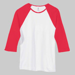 Bella Women's Baby Rib Contrast 3/4-Sleeve Raglan T-Shirt 